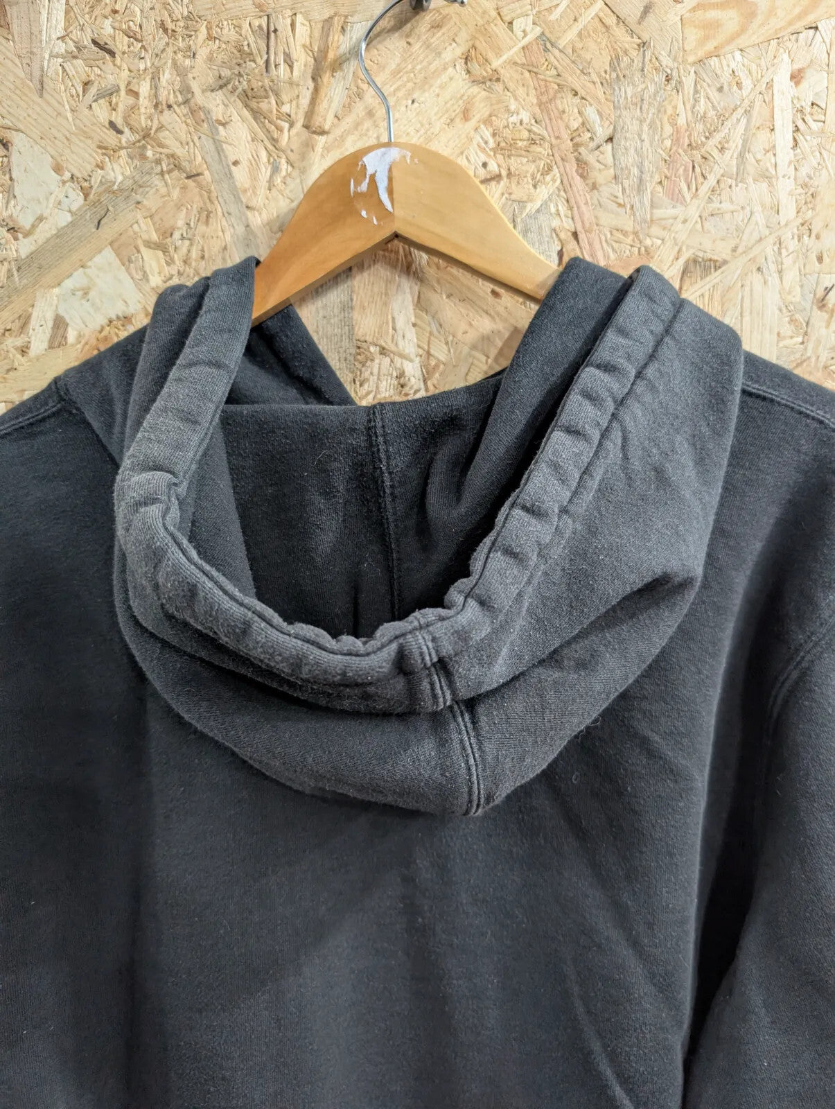 Stussy Hoodie Large Black Pullover Streetwear Embroidered Sweater Chenille Arch