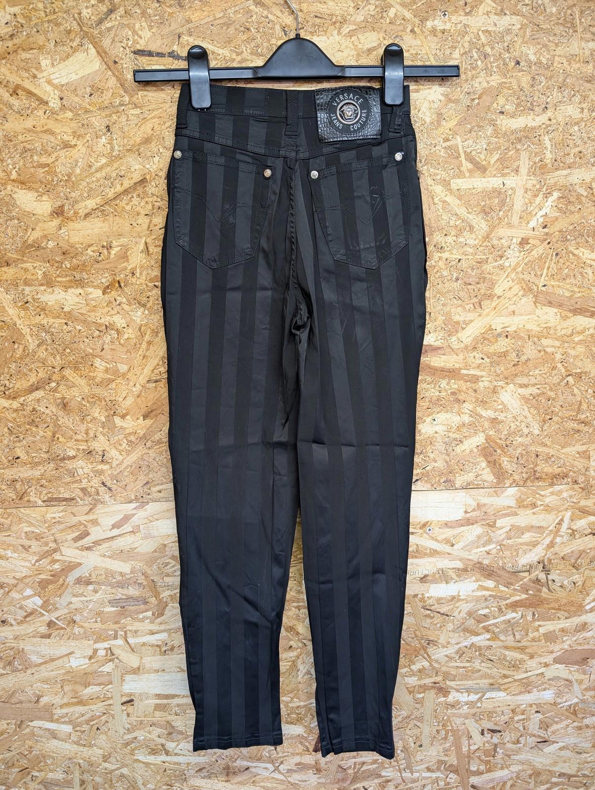 Versace Jeans Girls Age 4-5 W20 L25 Black Striped Trousers Vintage Style