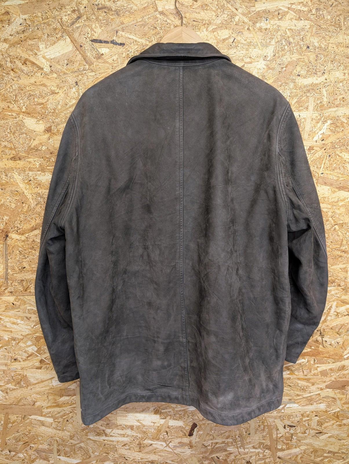 Hugo Boss Vintage Jacket Large 42 Men EU 52 Leather Nubuck Brown Wool Lined Coat