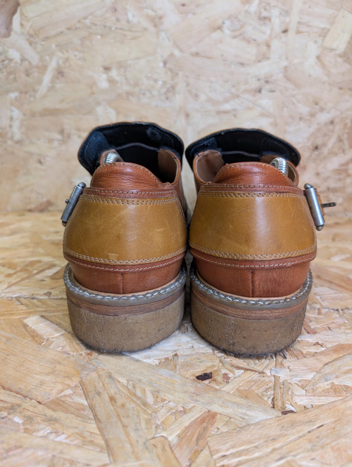 Dries van Noten Buckle Shoes UK 9 EU 43 Tan Brown Leather Gum Sole Made In Italy