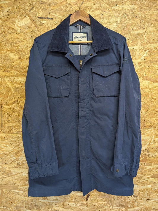 Wrangler Mac Jacket XL Men Corduroy Collar Blue Polyester Mid-Length Smart
