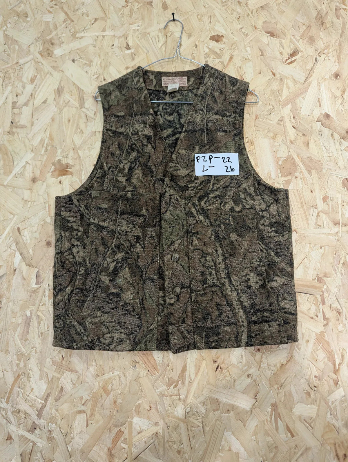 Filson Timber Camo Wool Vest Large Mackinaw USA Made Style 20 Tree Gilet Real