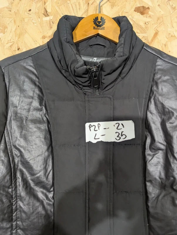 7 For All Mankind Puffer Coat Womens Medium Black Down Filled Quilted Longline