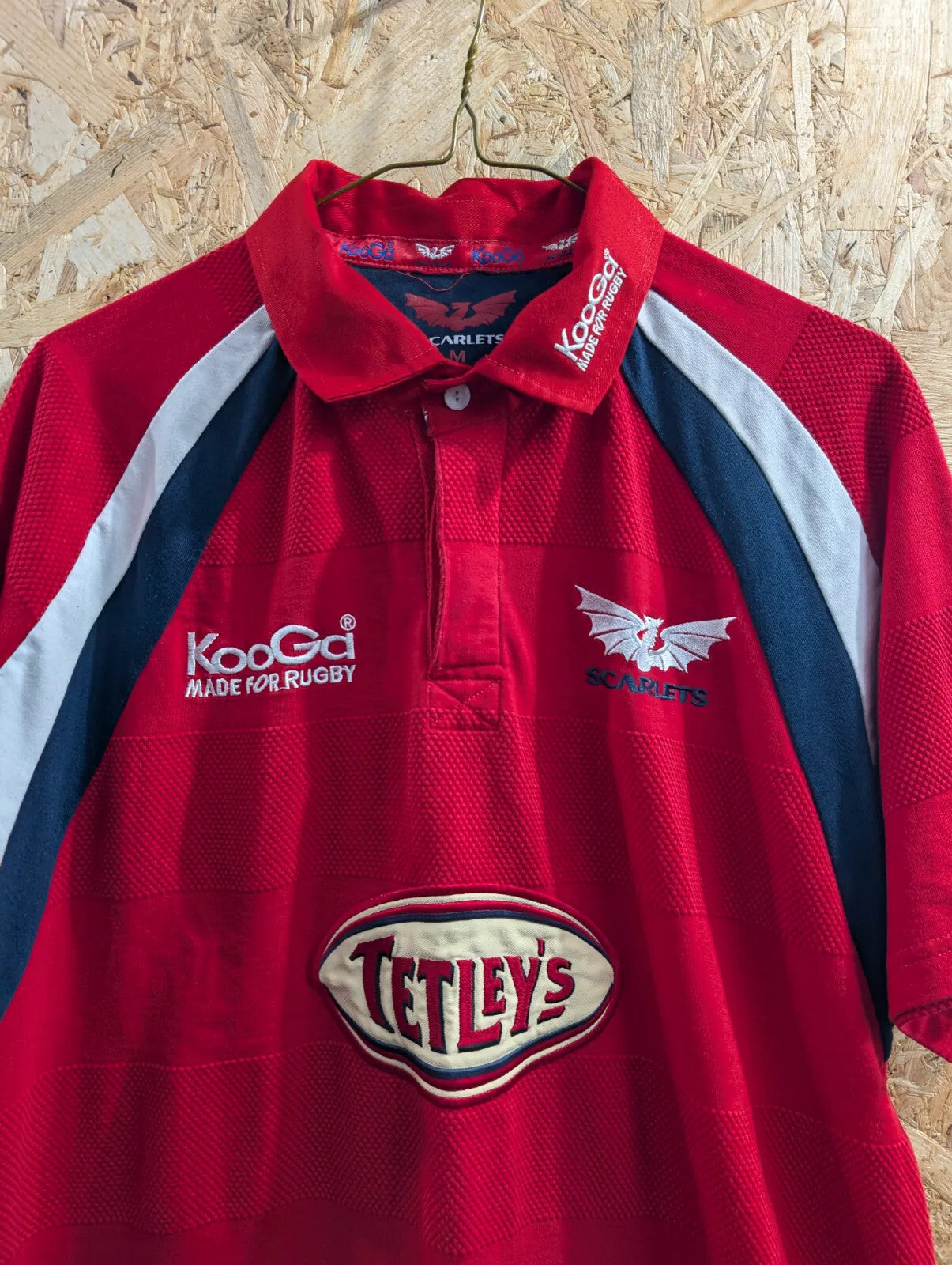 Vintage Llanelli Scarlets 03/05 Rugby Shirt Medium Red Dragon Kooga Tetley RFC