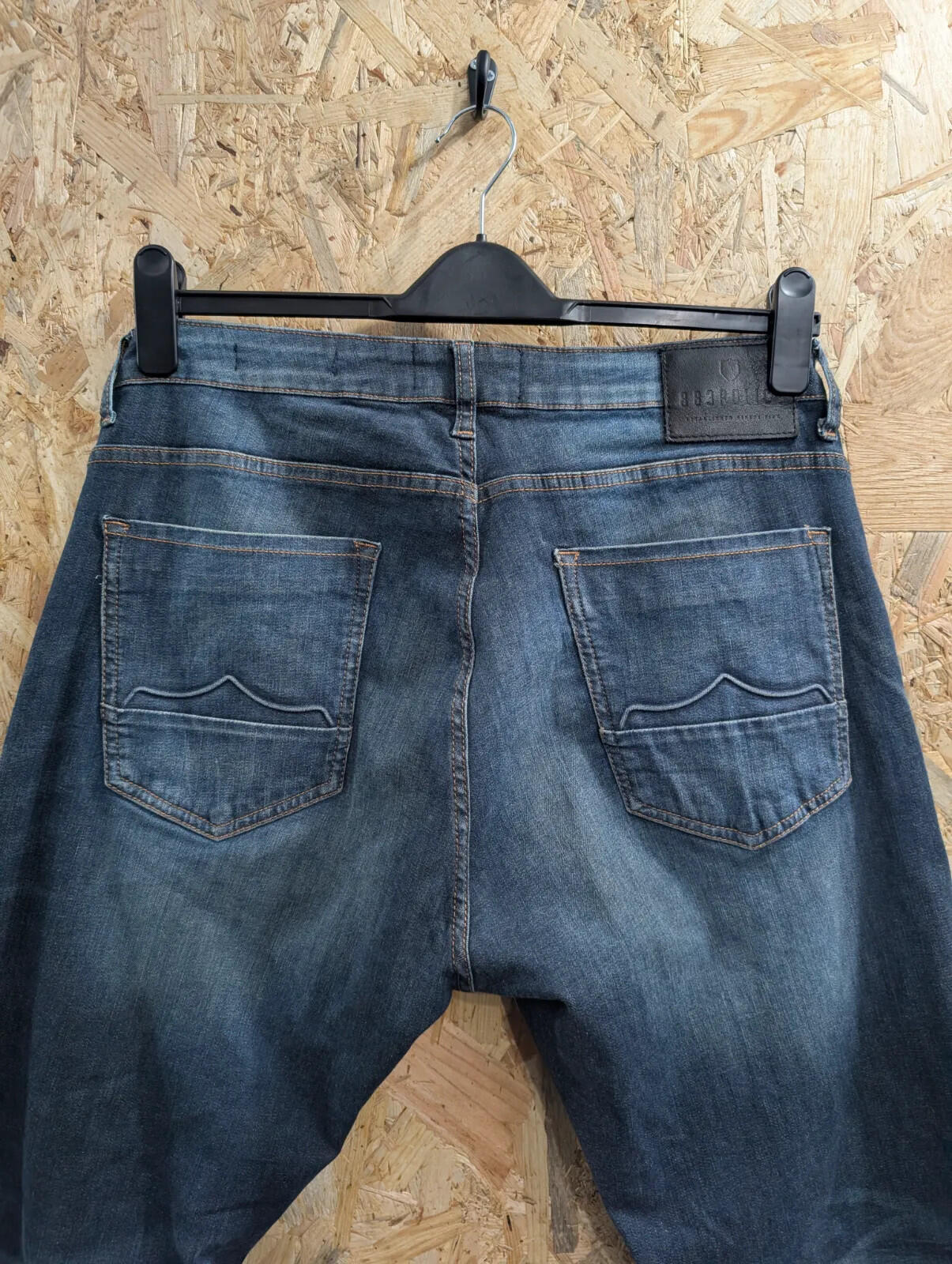 883 Police Moriarty Jeans Mens W36 L32 Dark Blue Denim Slim Fit Stretch Zip Fly