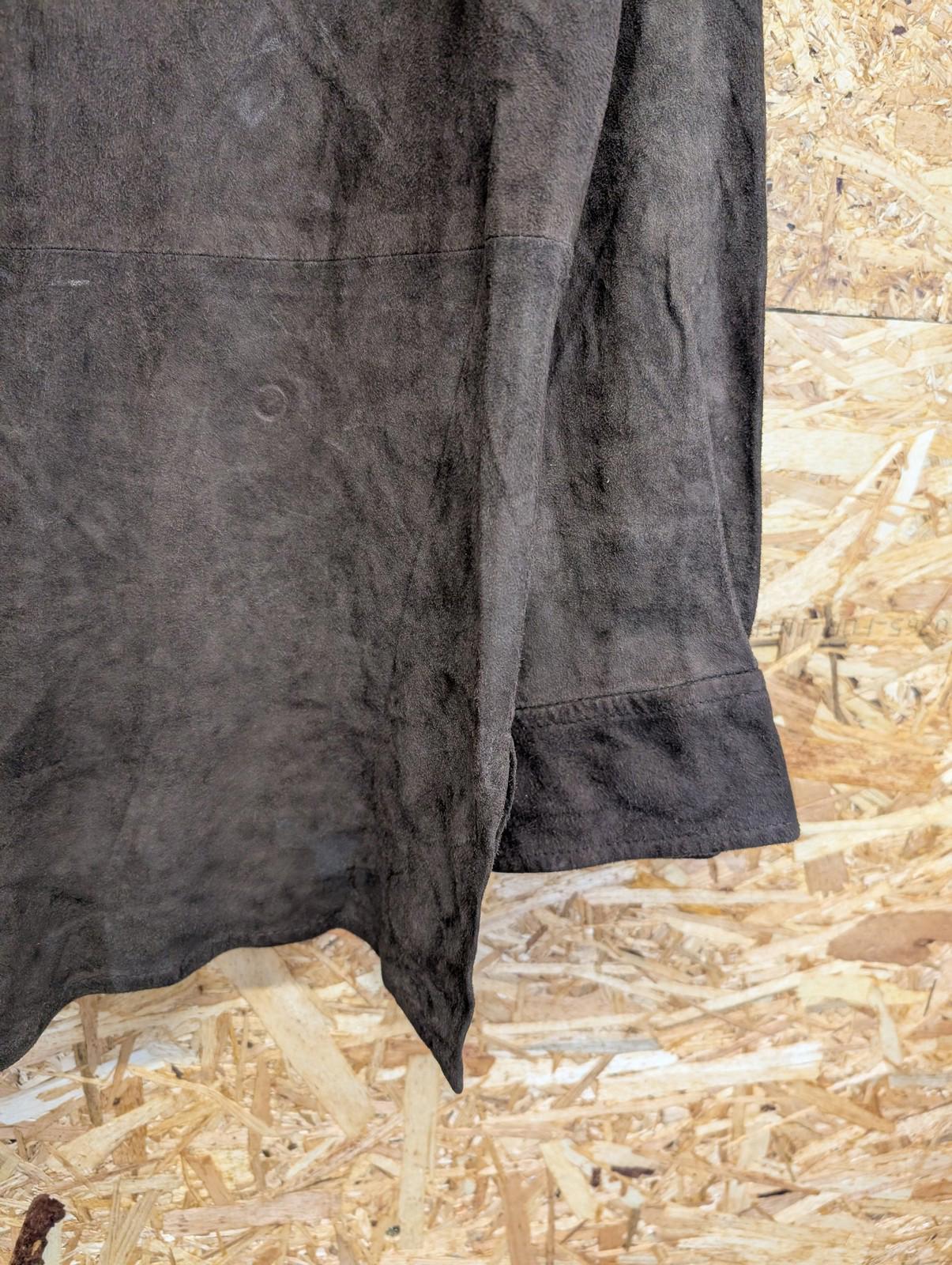 Polo Ralph Lauren Leather Shirt Large Men Button-Up Brown Suede Vintage 90s