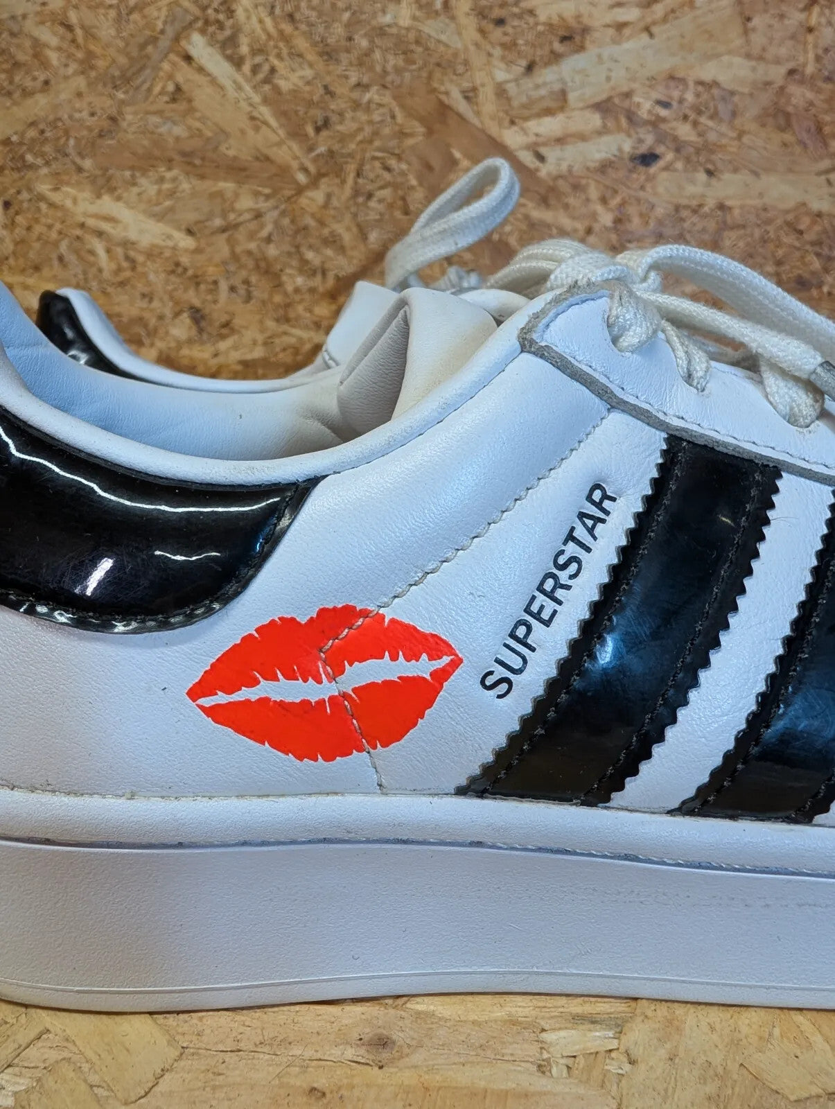 Adidas Superstar Trainers UK 5 EU 38 White Leather Lip Logo Sneaker Originals