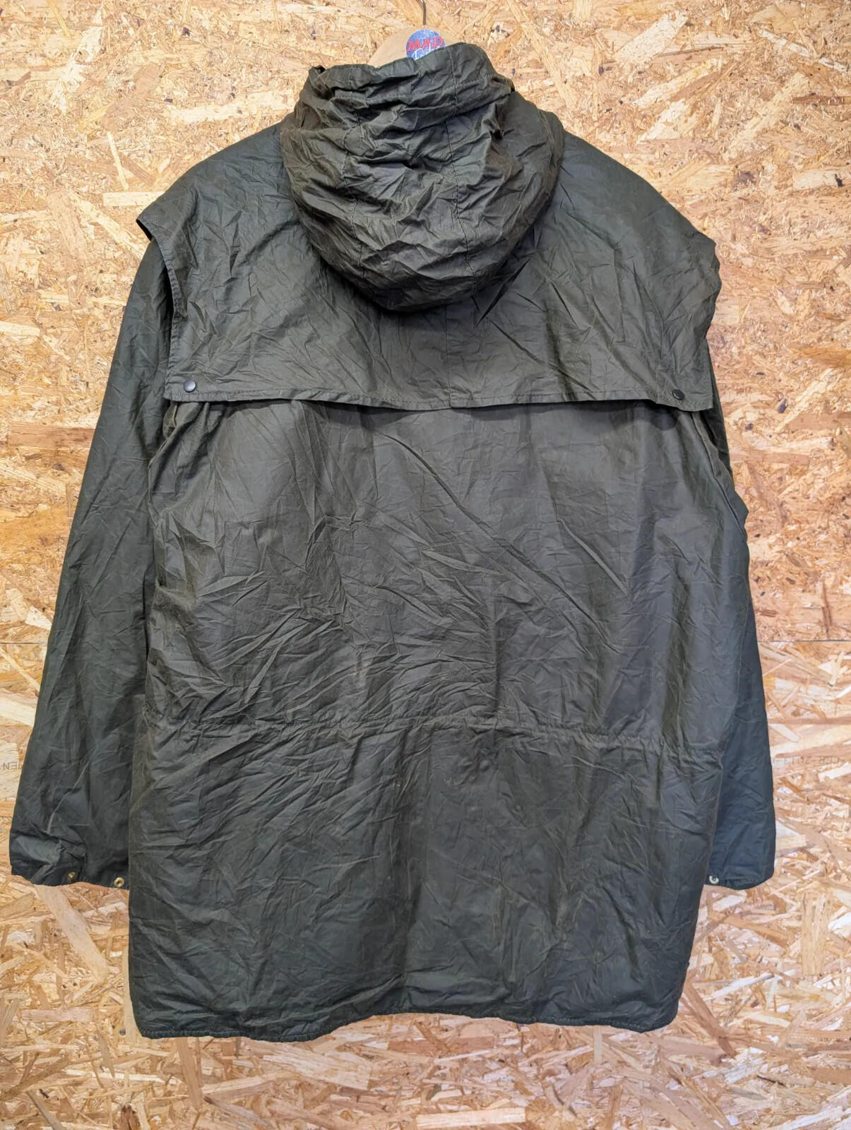 Vintage Barbour Durham A5 Hooded Jacket Mens C46 XXL Sage Green Cotton Zip 90s