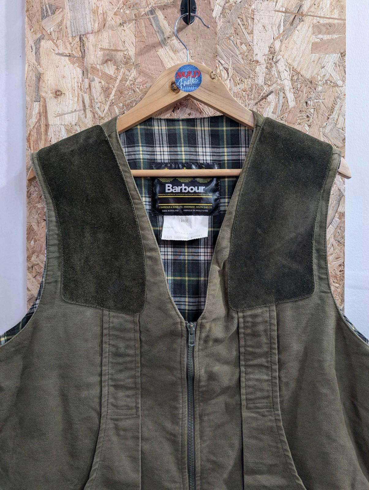 Barbour Shooting Waistcoat Large Men Khaki Green Cotton Hunting Vest Moleskin