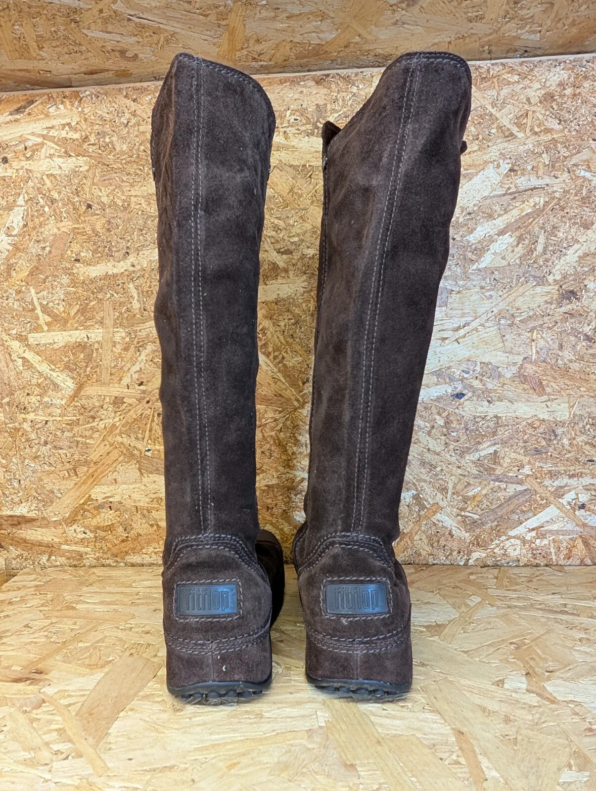 FitFlop Knee High Boots Women UK 5 EU 38 Brown Suede Slip On Superboot Tall