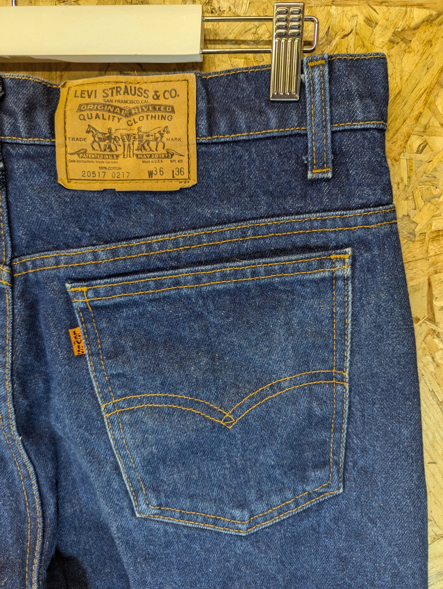 Levis 517 Mid Blue Wash Jeans Bootcut Orange Tab Made USA Vintage 1986 W36 L36