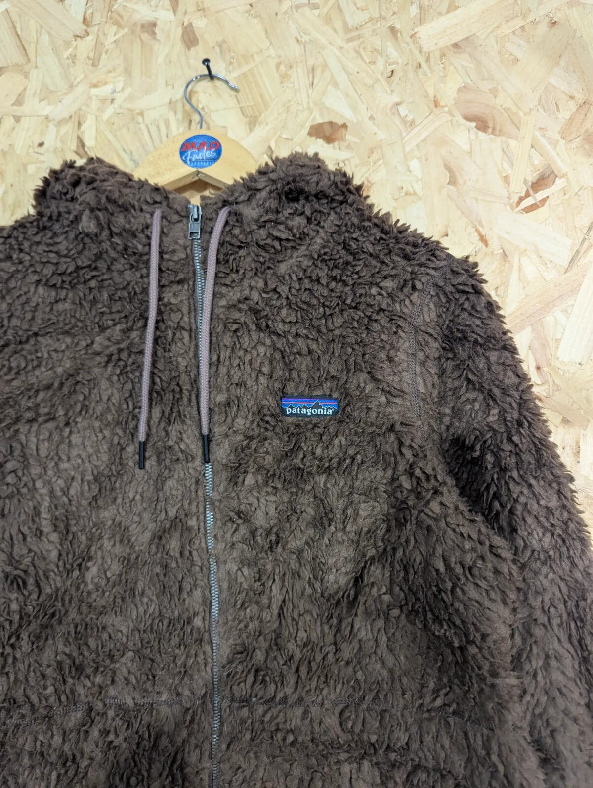 Patagonia Dusty Mesa Parka Jacket Womens Small Brown Hooded Fleece Sherpa Zip
