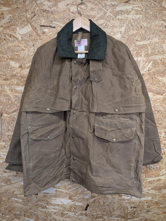 Filson Packer Coat Medium Men 61N Tin Cloth Jacket Wool Collar Wax Tan Brown