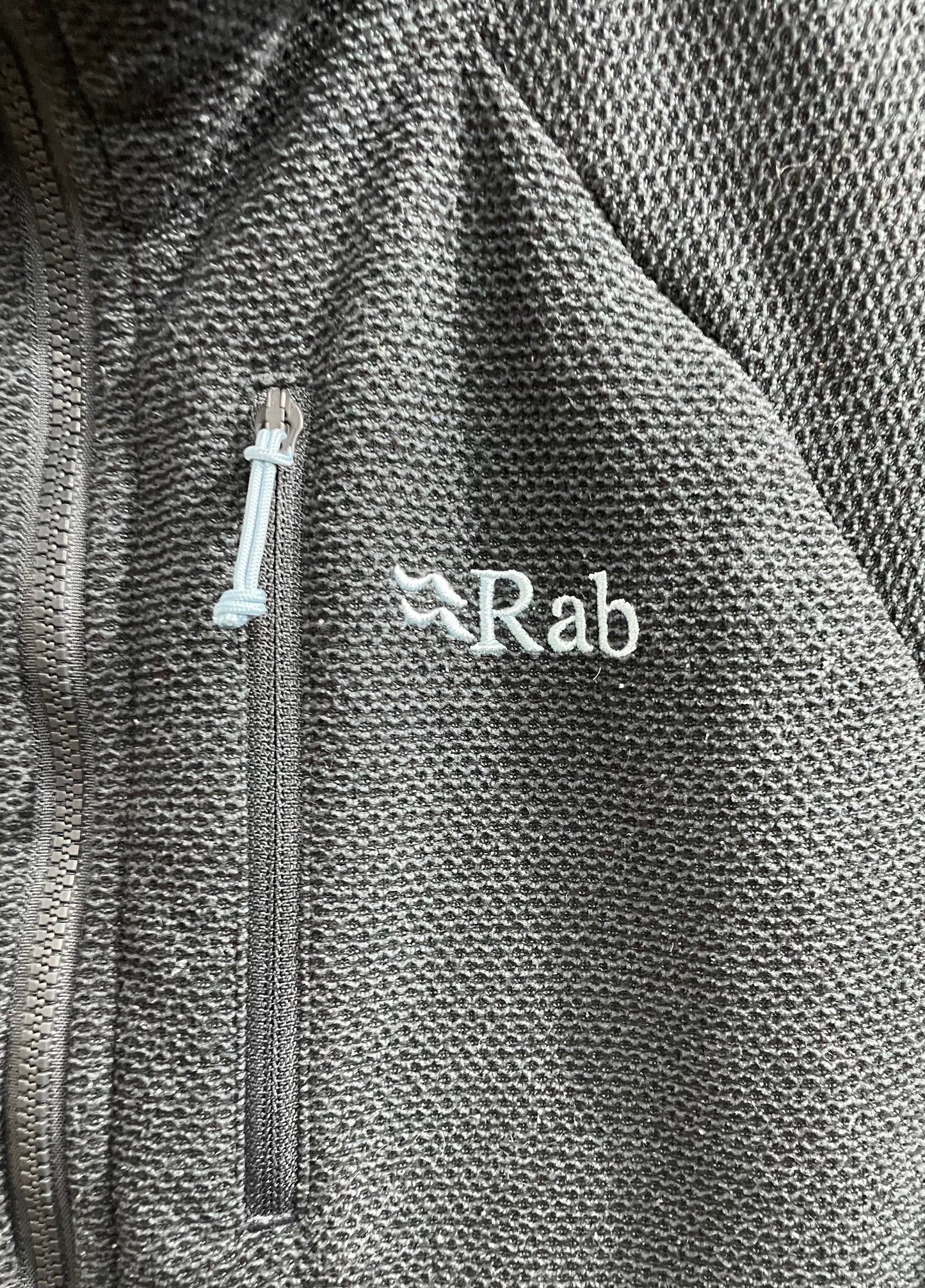 Rab Capacitor Hoody Jacket Women’s Grey Blue Hoodie Pockets Waffle QFF-03 UK 12