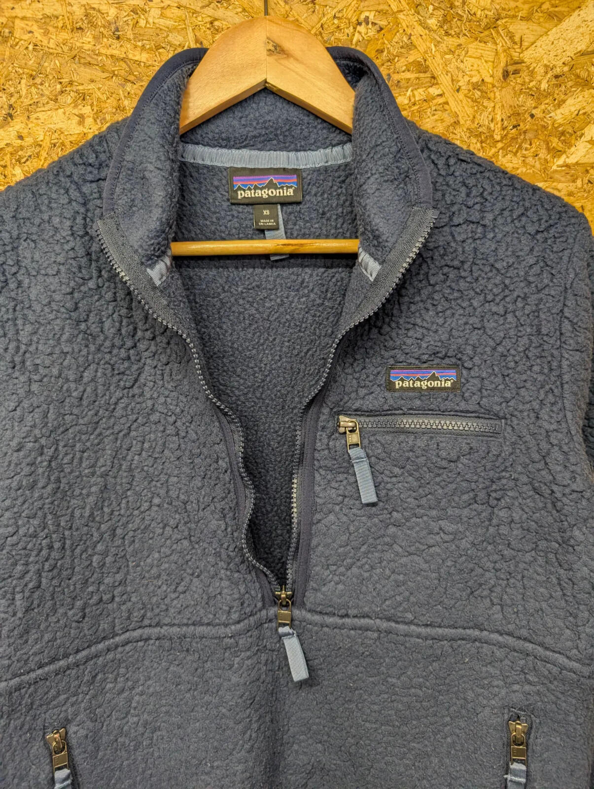 Patagonia Deep Pile Fleece Womens XS Navy Blue /4 Zip Pullover Retro-X Snap-T