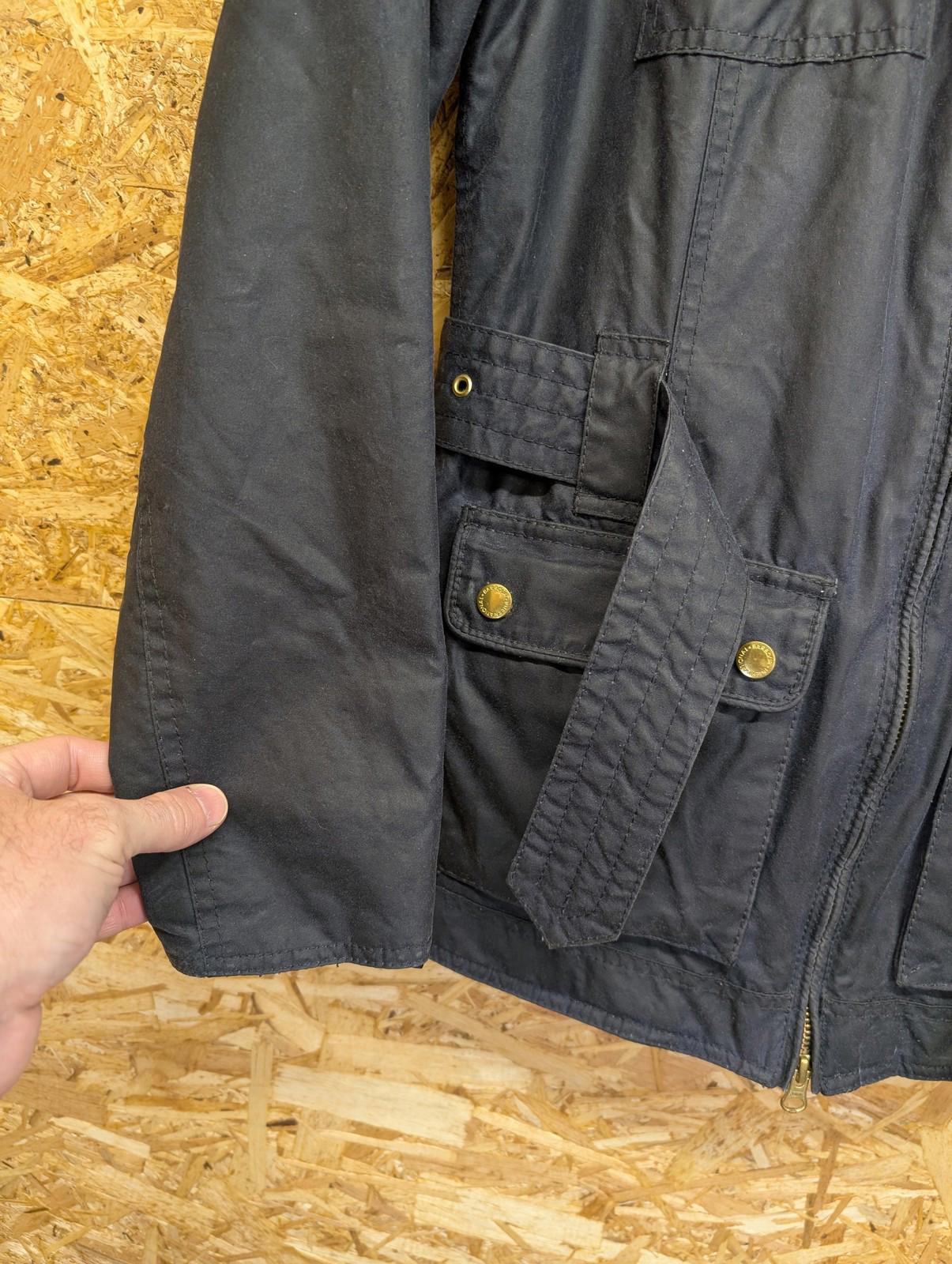 Barbour International Heyford Wax Jacket UK 8 Women Navy Blue Quilted Lined Belt