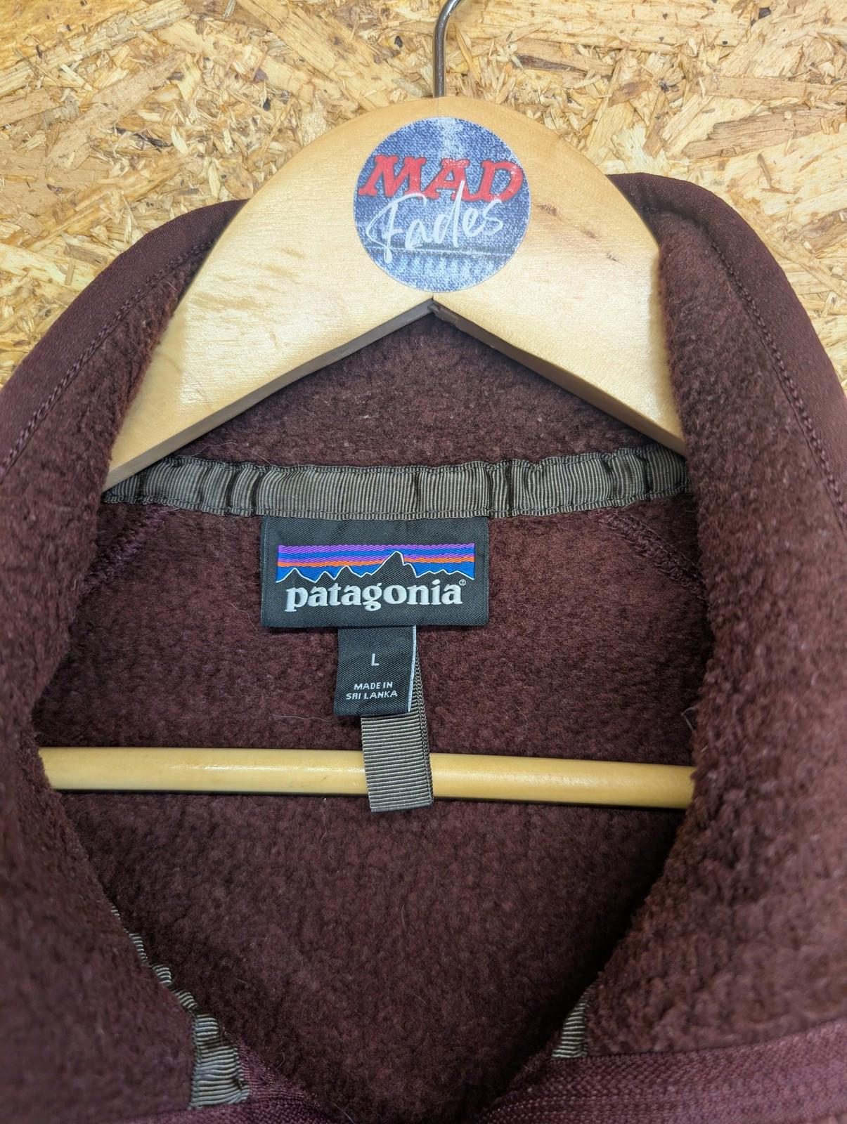 Patagonia Retro Pile Fleece Jacket Large Men Burgundy Red Brown Zip Brown X Snap