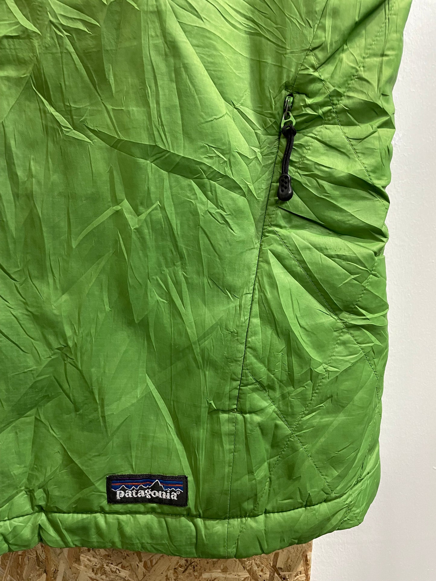 Patagonia Womens Lightweight Full Zip Green Micro Puff Vest Gilet Size Large