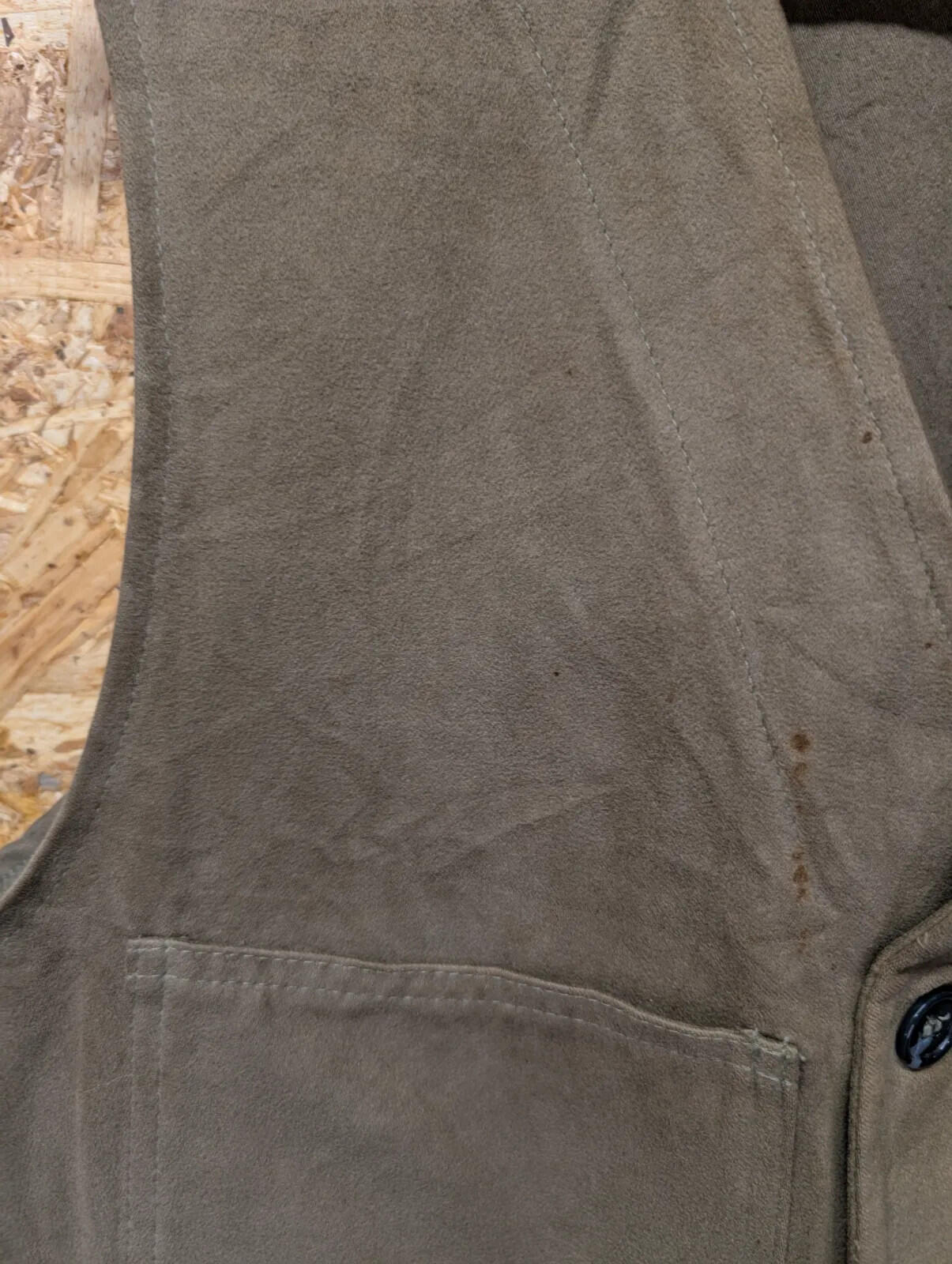 Filson Moleskin Vest Mens Large Khaki Cotton Waistcoat Gilet Body Warmer USA