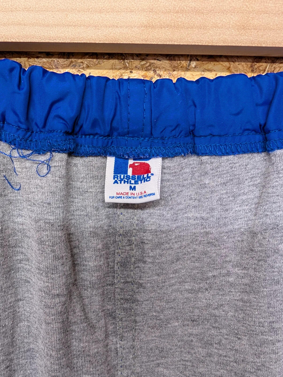 Vintage Russell Athletic Joggers Medium Blue Lined Zip USA Made Track Pants 90s