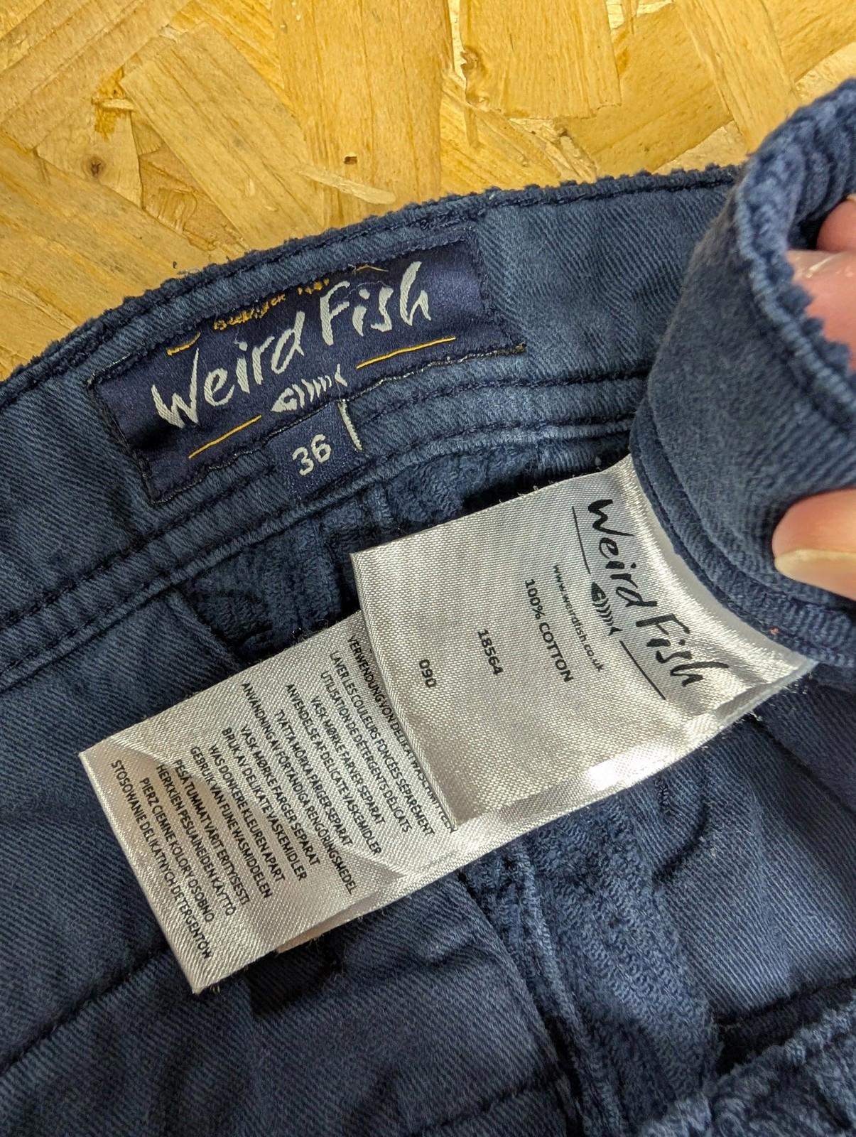 Weird Fish Trousers W36 L31 Men Corduroy Straight Leg Casual Navy Blue Cotton