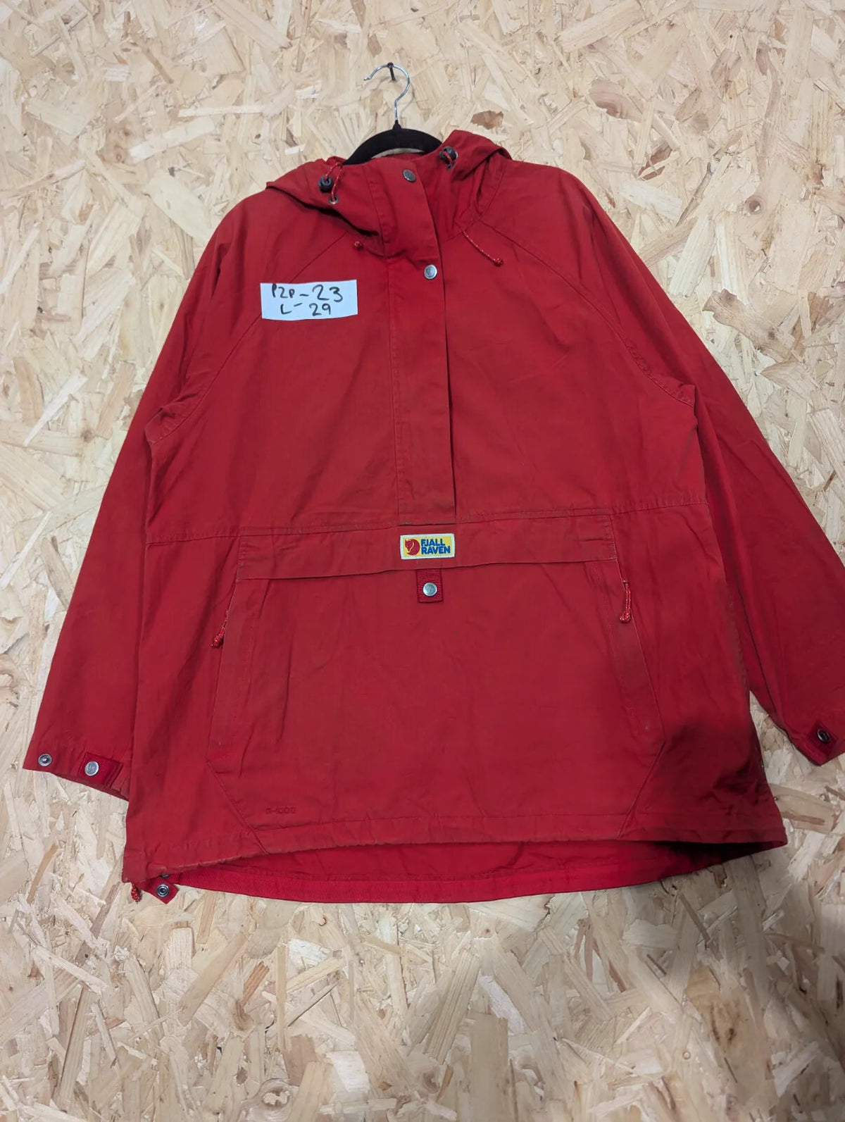 Fjallraven Vardag Anorak Womens Large Red 1/2 Zip Hooded Windbreaker G1000 Coat
