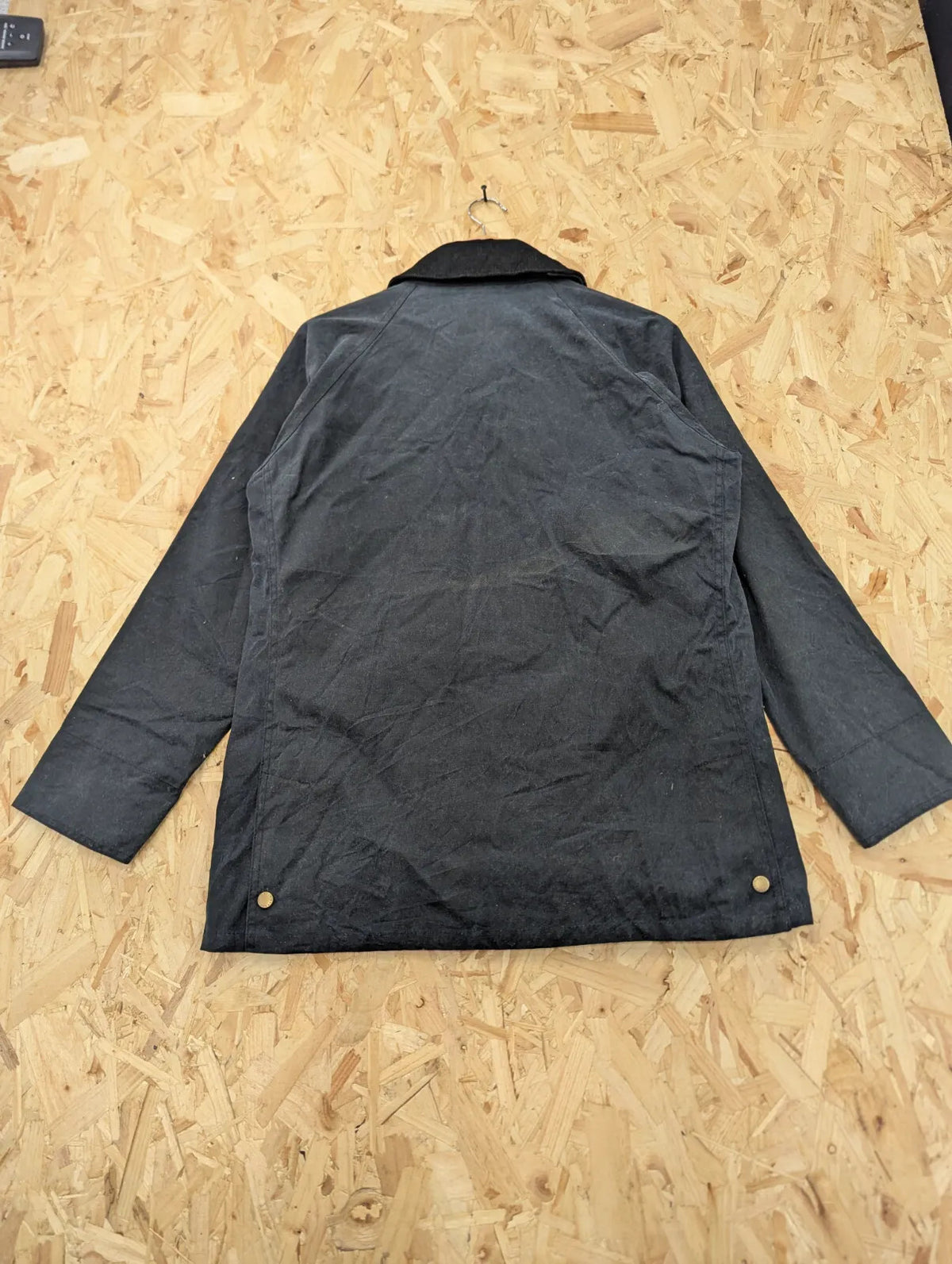 Barbour Acorn Wax Jacket Womens UK12 Black Corduroy Collar Country Tartan
