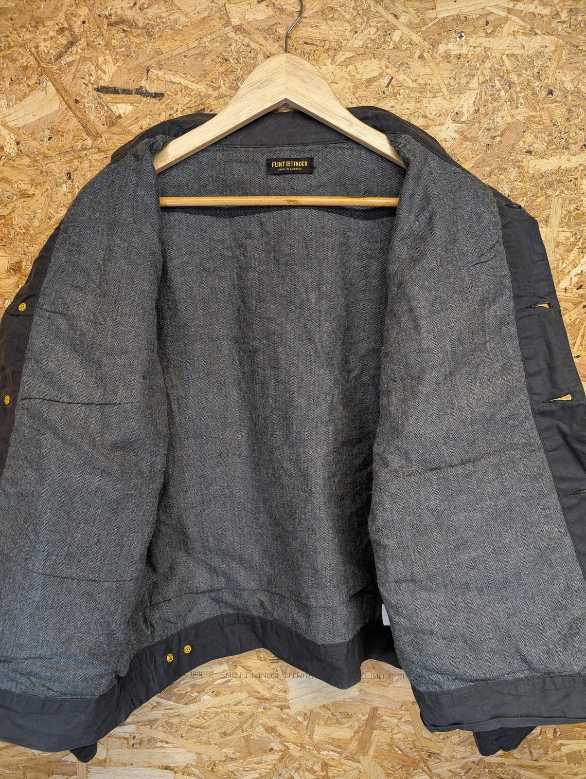 Flint & Tinder Wax Trucker Jacket Large Men Lined Cotton Casual Button Black USA