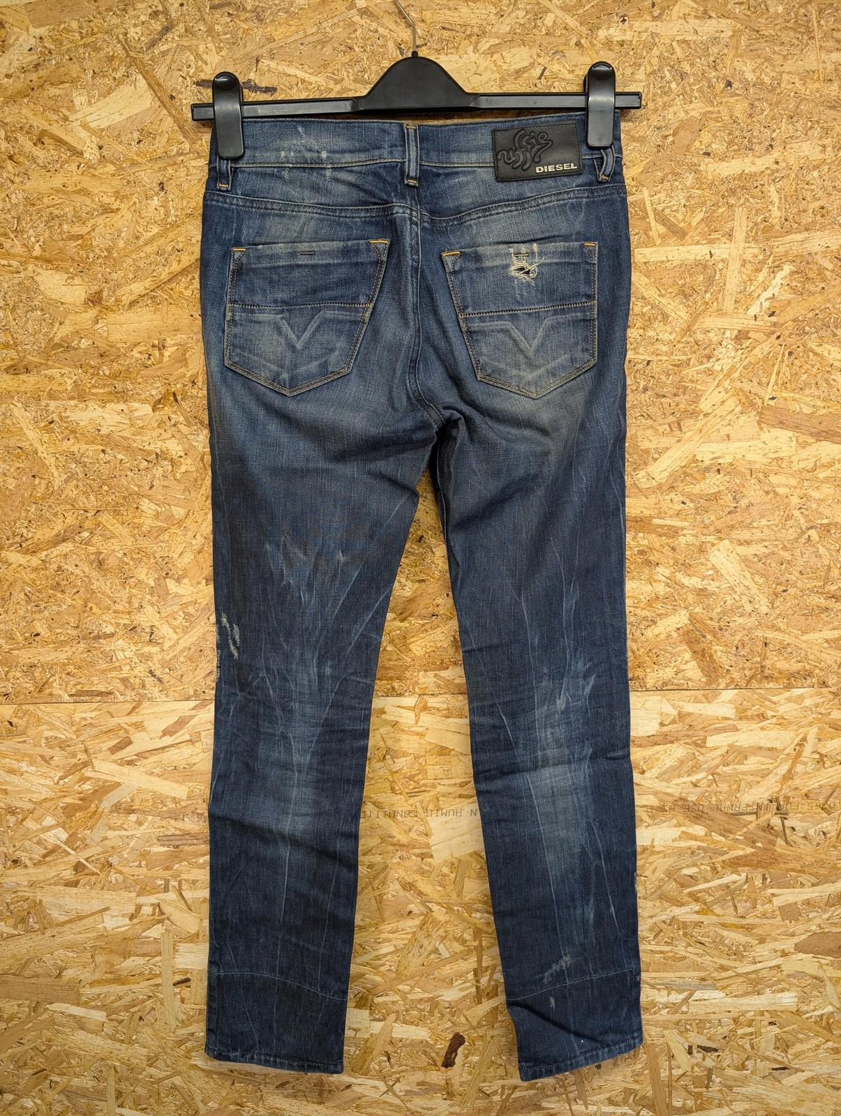 Diesel Jeans W27 Women Super Slim Straight Leg Distressed Blue Denim Hi-Vy-Uffie