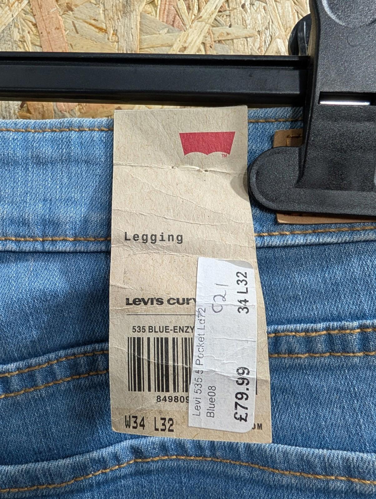 Levis 535 Skinny Jeans Size 16 W34 L32 Women Light Blue Stretch Slim Legging