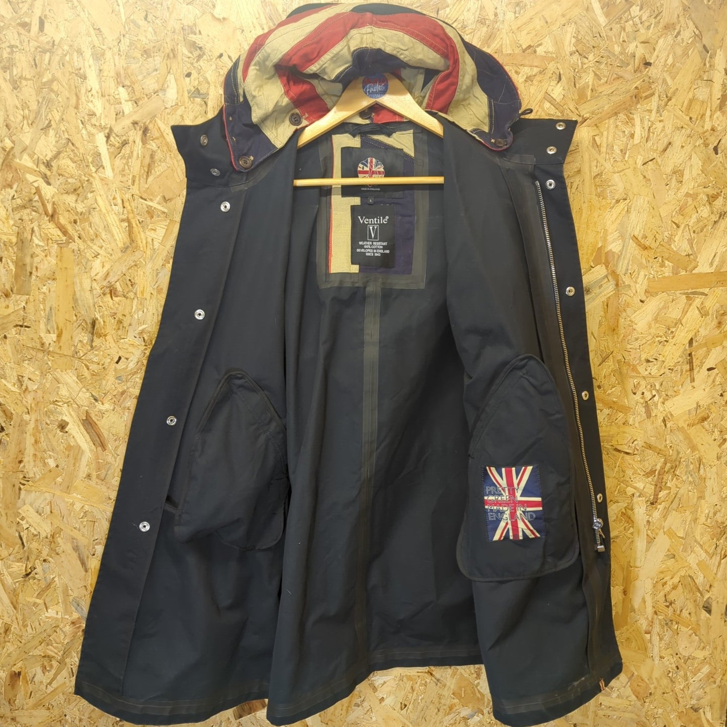 Pretty Green Ventile Waterproof Parka Jacket Rare Gallagher Union Jack Large
