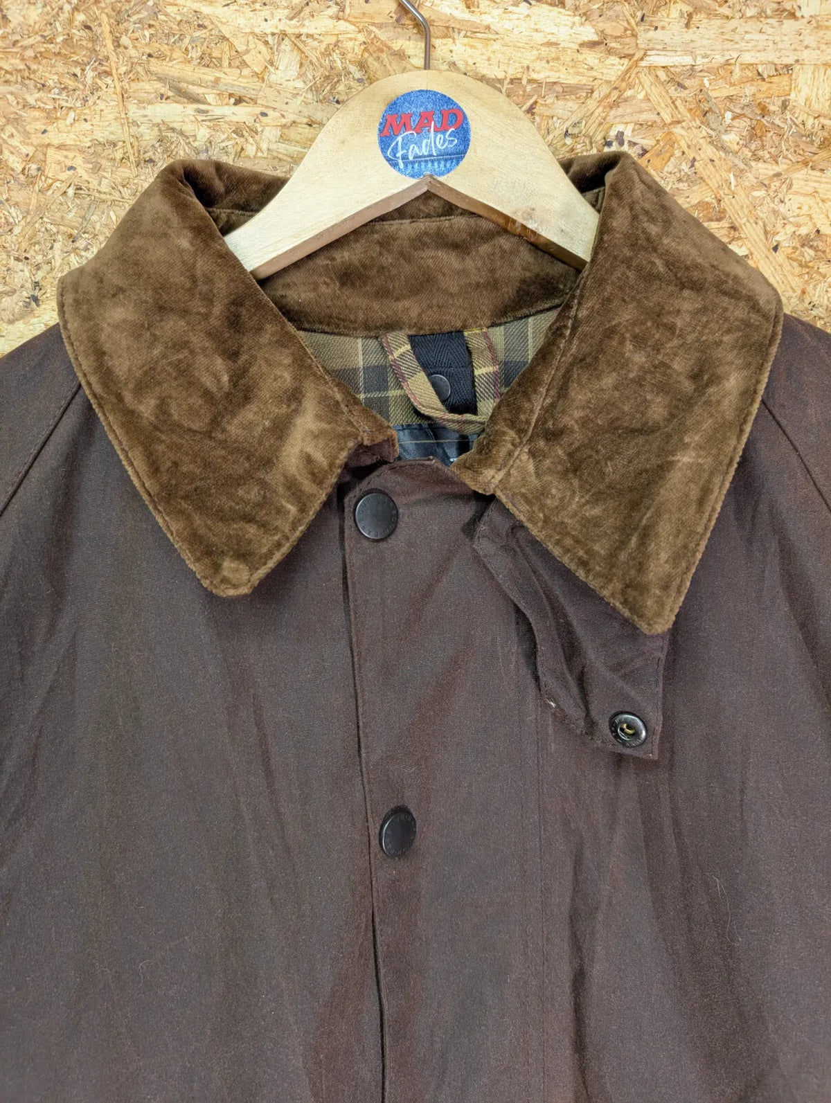 Barbour A885 Vintage Wax Beaufort Jacket Mens Medium Brown Velvet Collar 2000