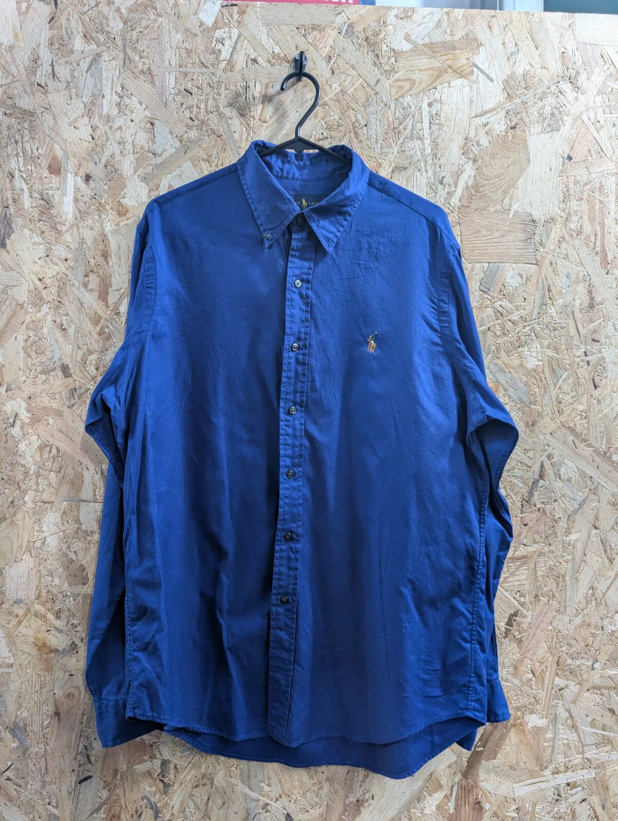 Polo Ralph Lauren Shirt Mens Large Royal Blue Cotton Long Sleeve Button Down