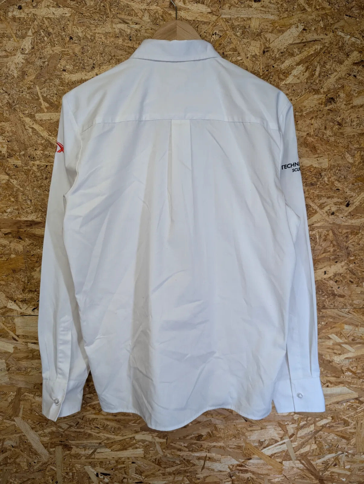 Shell Scuderia Ferrari Button Up Shirt Mens Medium White Cotton Logo Long Sleeve