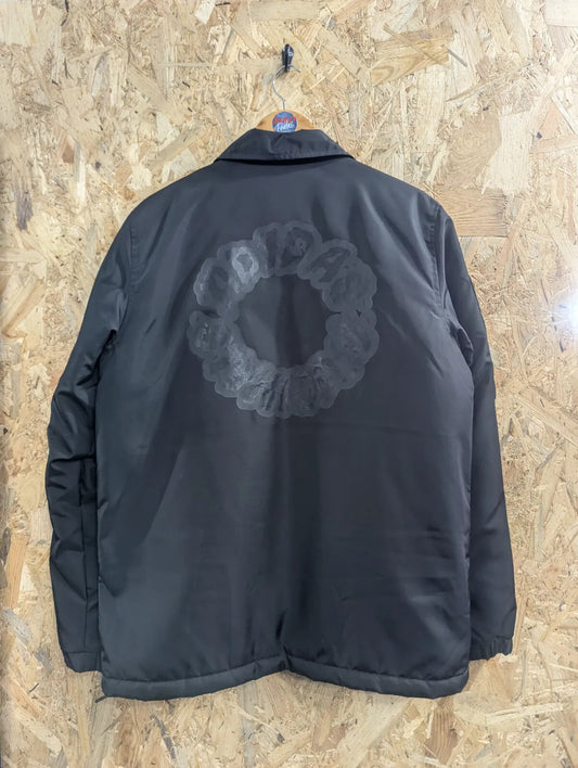 Adidas Seoul Coach Jacket Mens Medium Black Padded Quilt Skateboard Streetwear