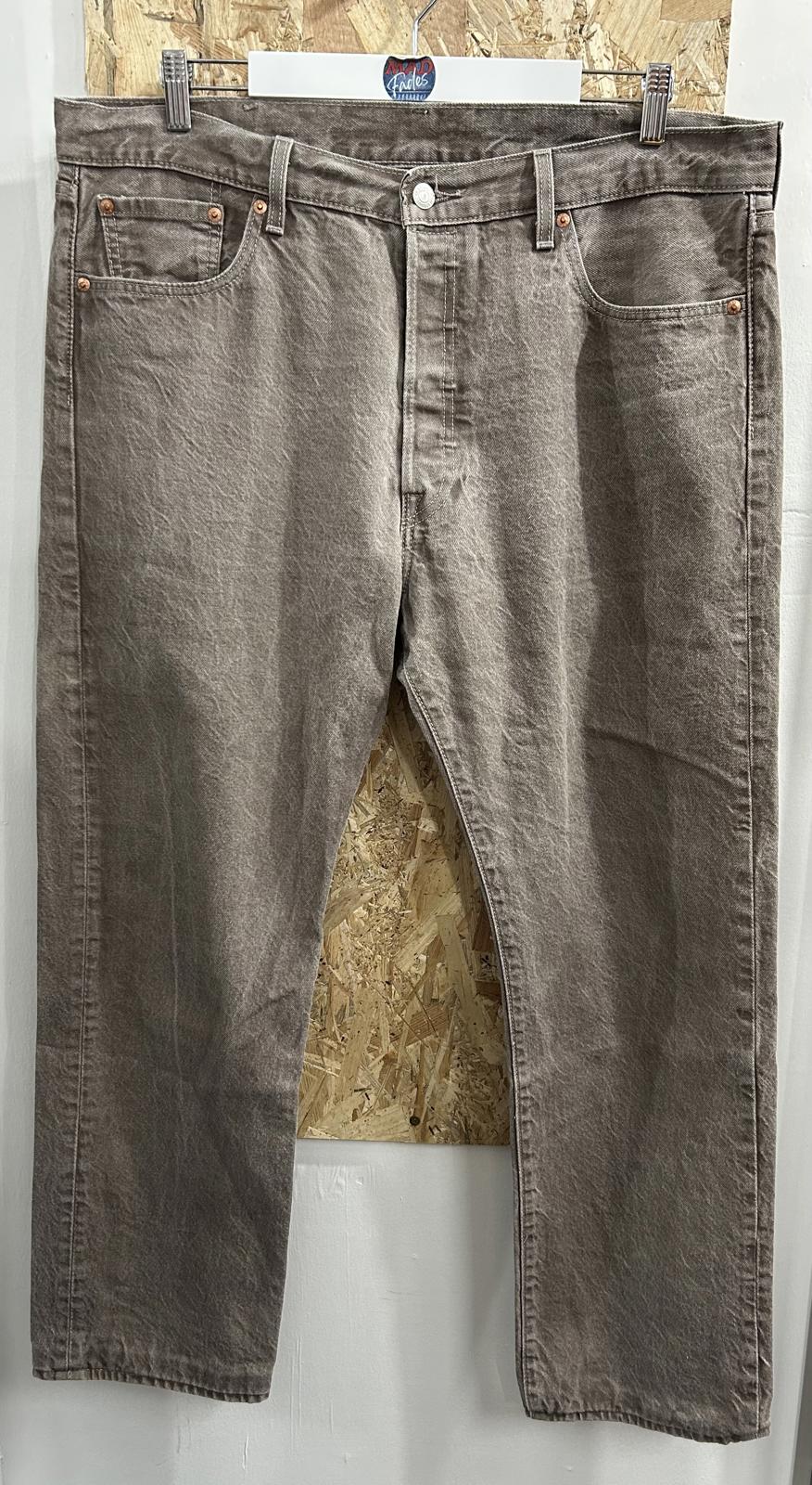 Levis 501 Fresh Produce Jeans W38 L31 Tall Beige Brown Denim Button Fly LVC
