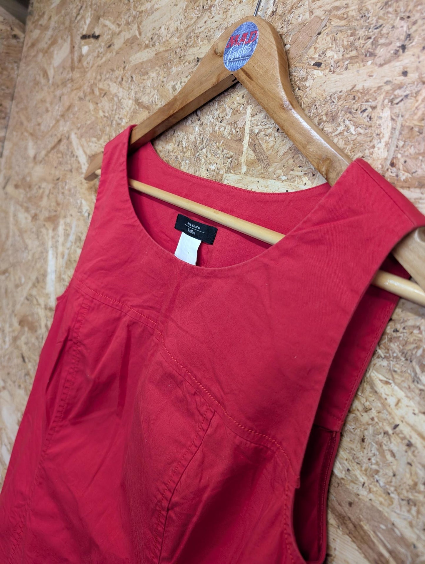 Max Mara Weekend Dress Racer Style Cotton Blend Red Burnt Orange Size 16