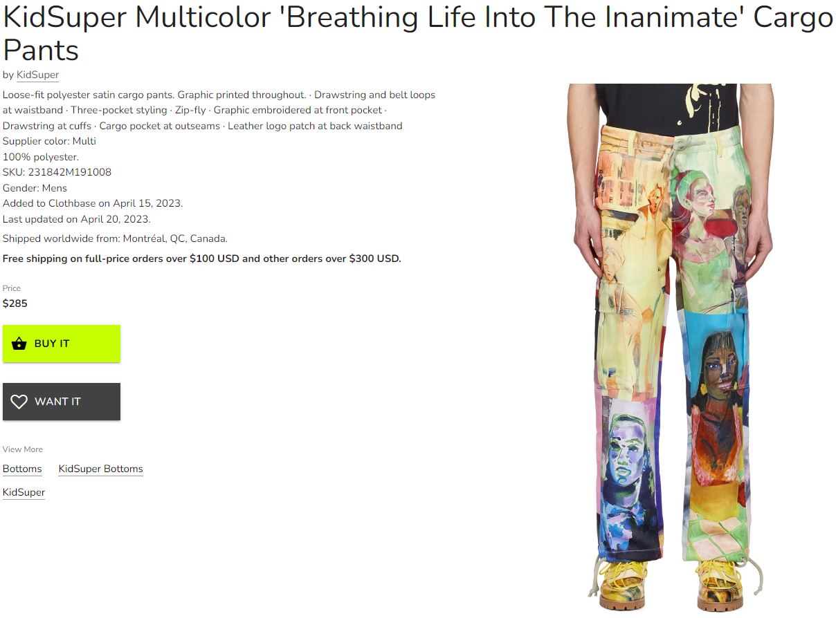 KidSuper Multicolour Breathing Life Into The Inanimate Cargo Pants W36 L32 L34