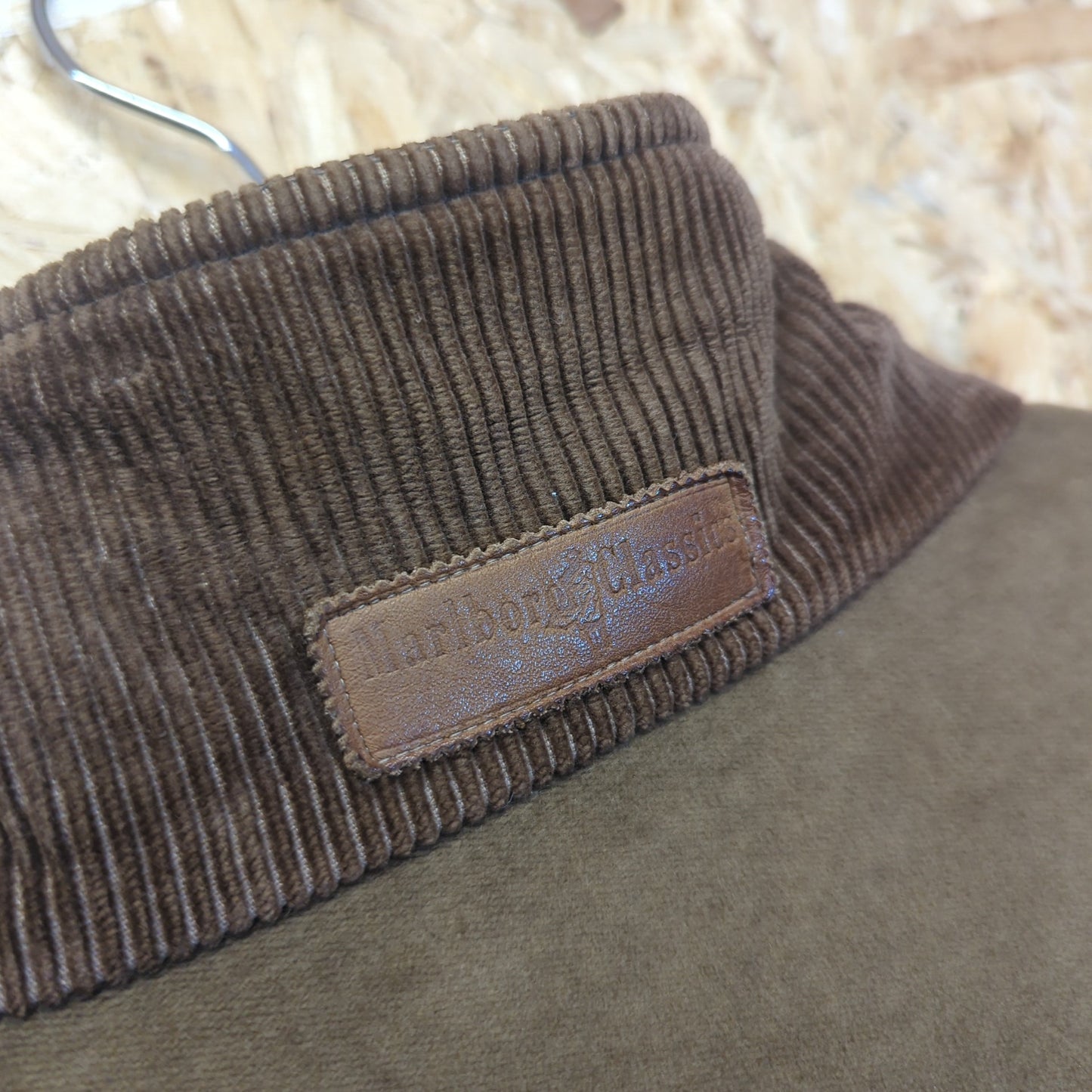 Marlboro Brown Brushed Cotton Padded Jacket Wool Liner Vintage 80s Mens L - XL