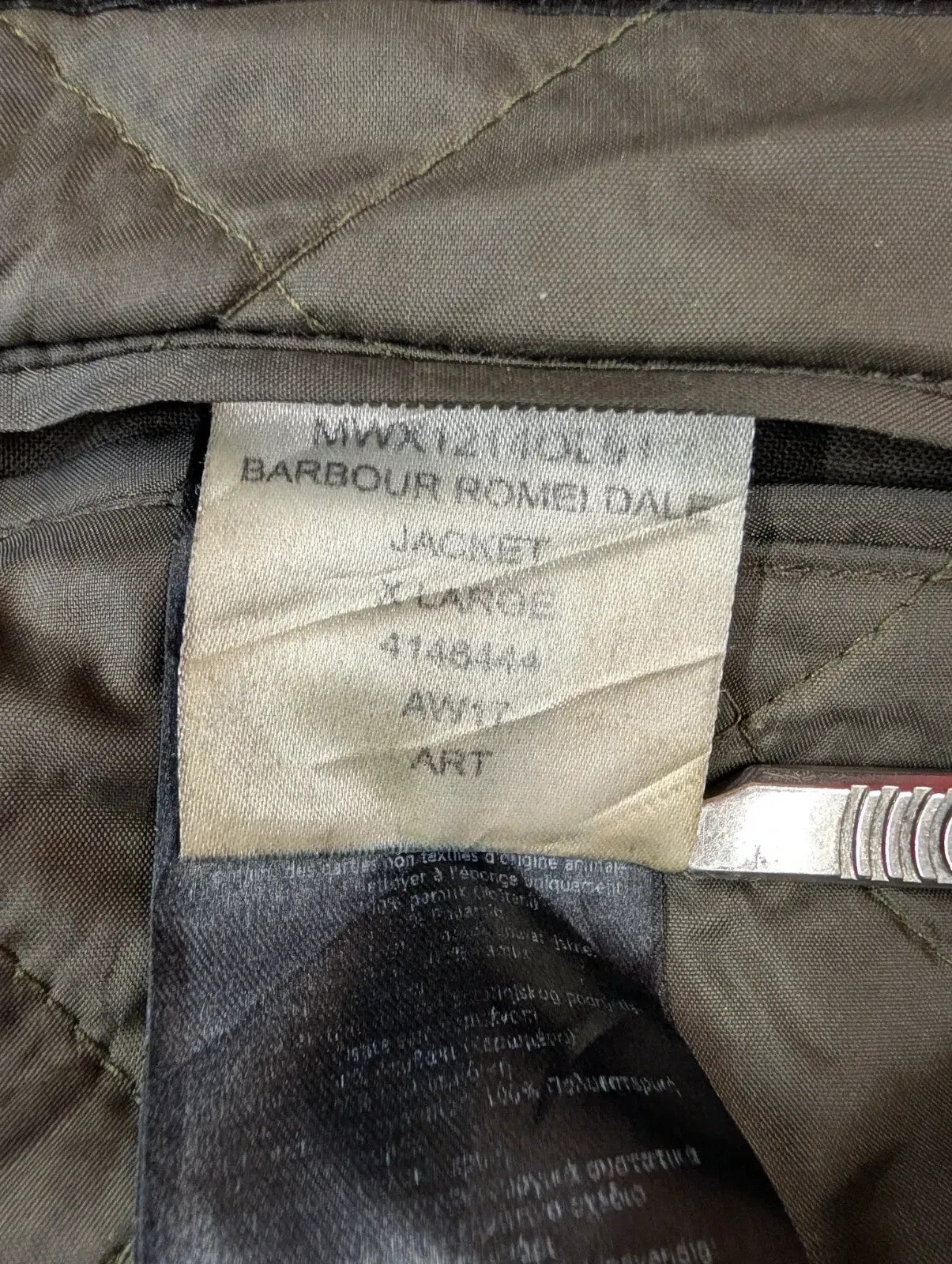 Barbour Romeldale Wax Jacket Mens XL Olive Green Tweed Padded MWX1214OL91
