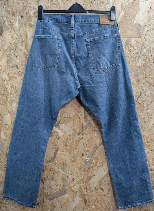 Polo Ralph Lauren Jeans W36 L30 Mid Blue Denim Zip Fly Regular Straight Leg