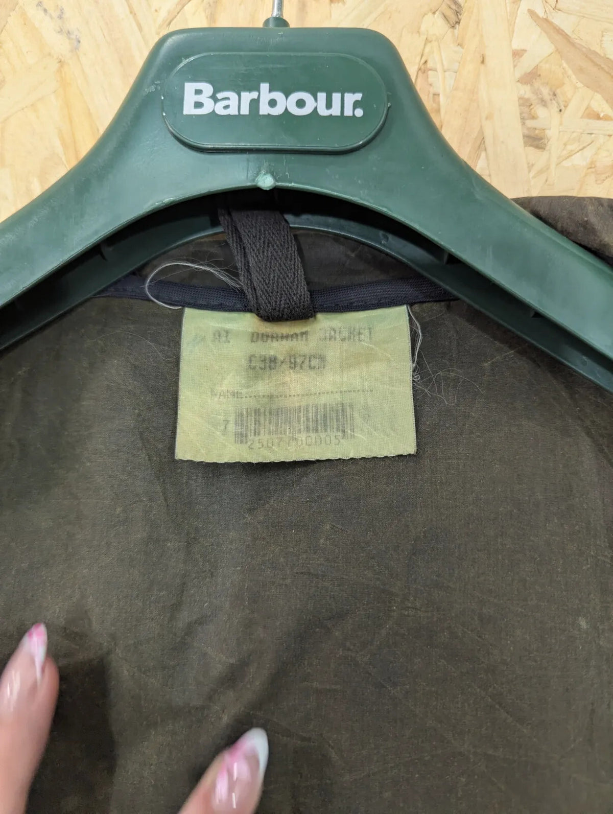 Vintage Durham Barbour Wax Parka Jacket Men Medium C38 Green A1 Hood 90s England