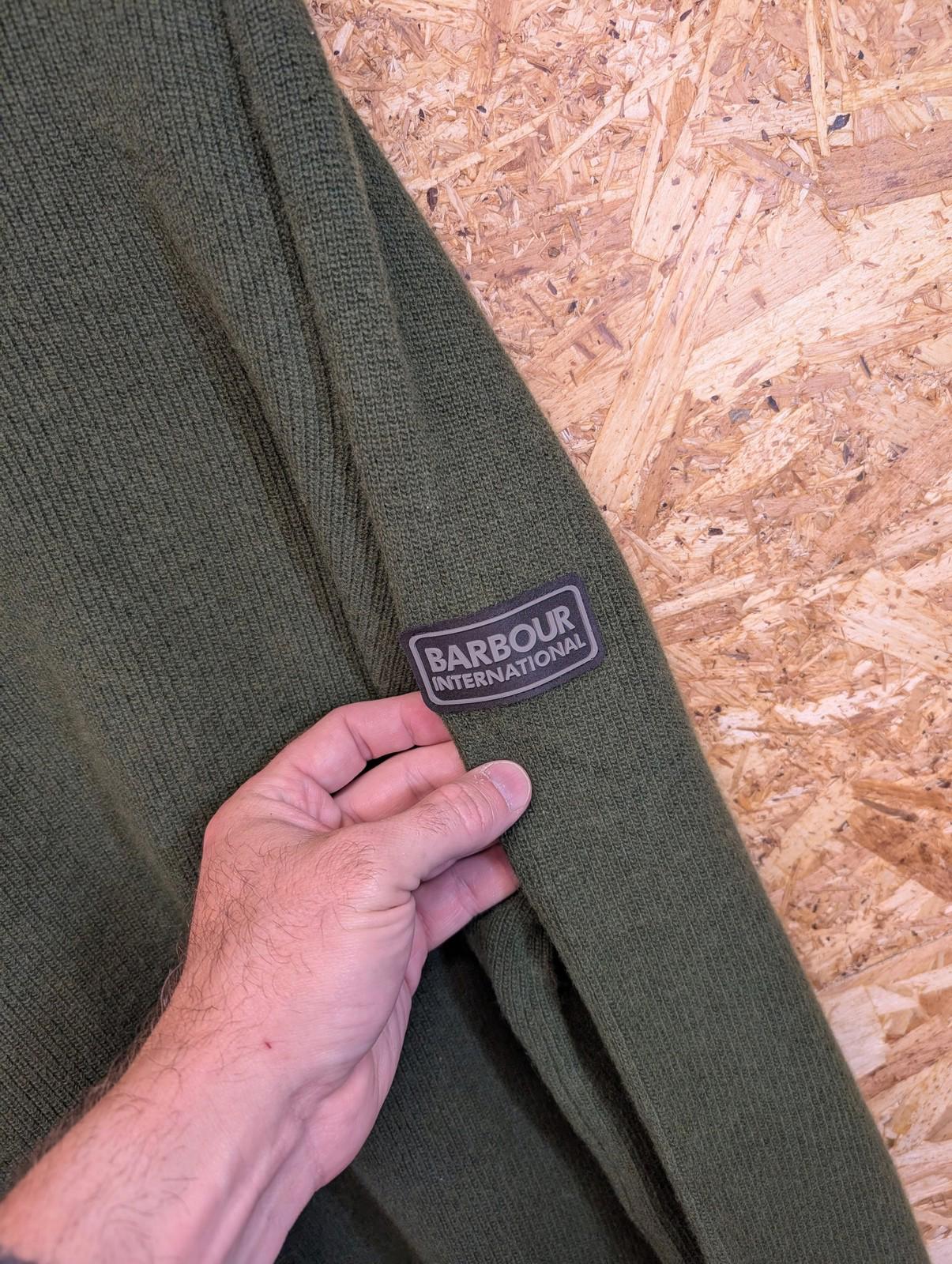 Barbour International Jumper Mens XL Knit Long Sleeve Green Wool Crew Sweater