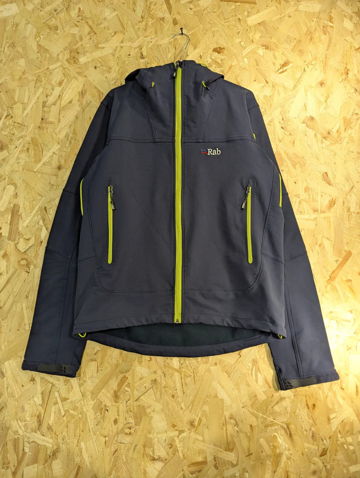 Rab Exodus Jacket Mens Large Navy Blend Hooded Stretch Hiking Walking Tech