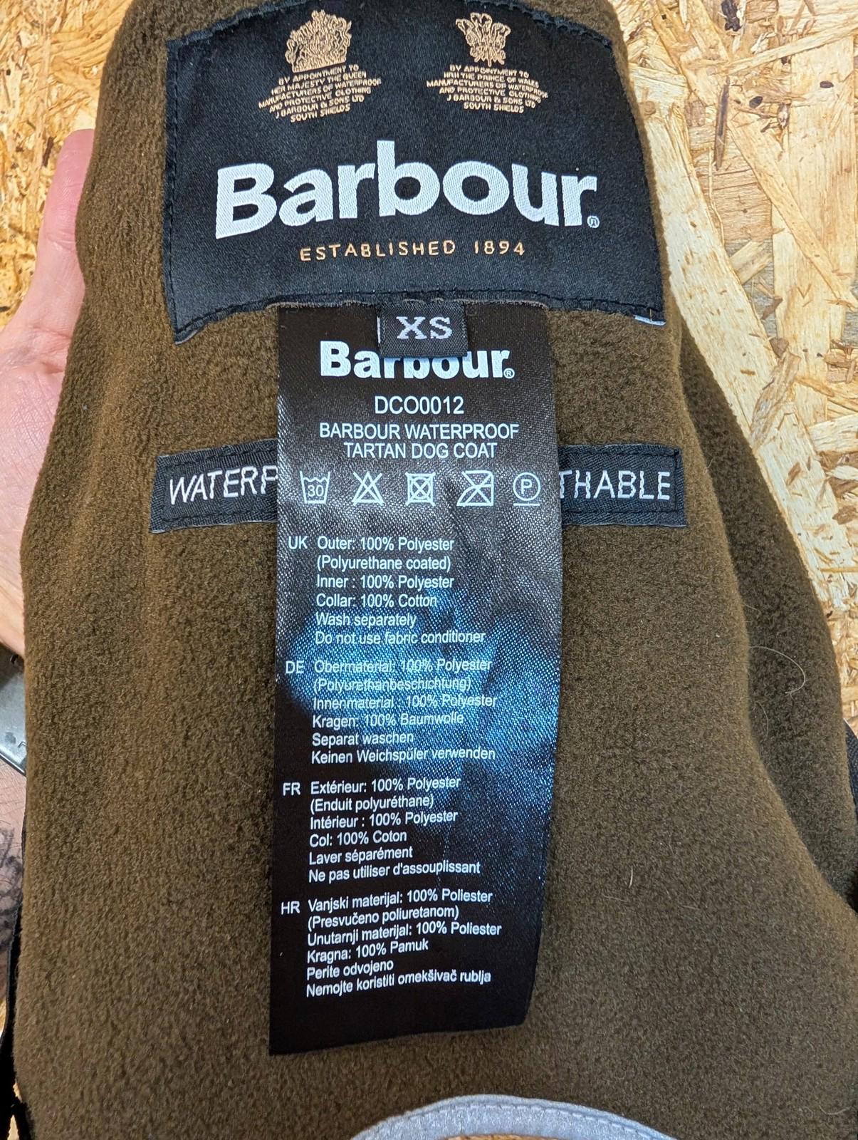 Barbour Tartan Dog Coat XS Waterproof Jacket Breathable Plaid Check