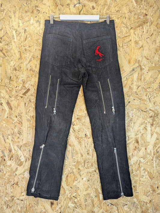 Griffin Biker Zipper Trousers W30 L34 Pants Baggies Black Corduroy Biker Pants