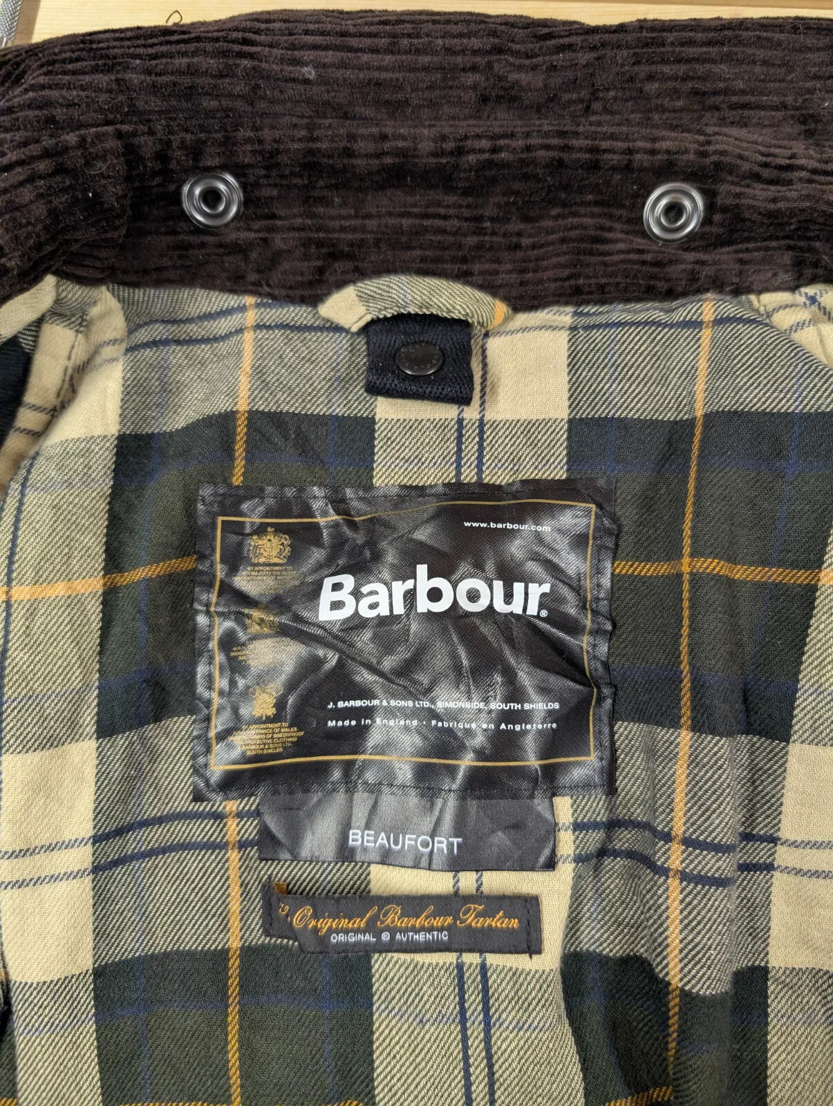 Barbour Beaufort Wax Jacket Mens C40 Medium Green Cotton Corduroy Made England