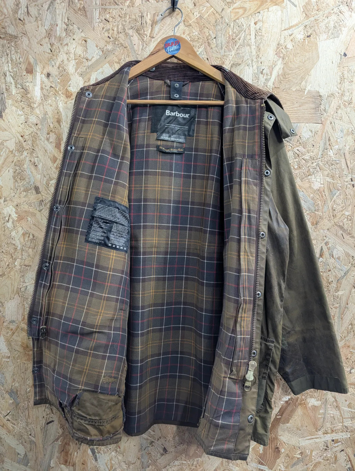 Barbour Classic Beaufort Jacket Mens Medium C40 Olive Green Waxed Cotton Project