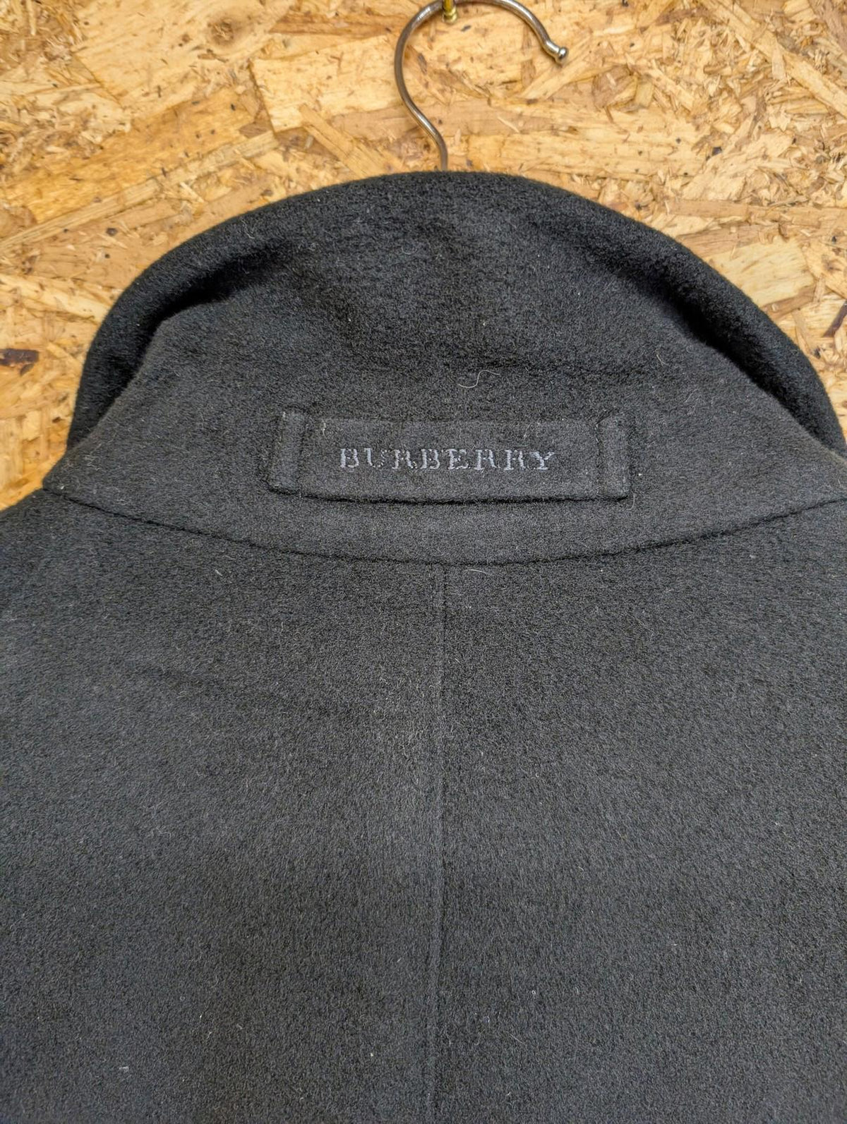 Vintage Burberry Wool Blend Coat Large 42 Men 90s Zip Black Winter Nova Jacket
