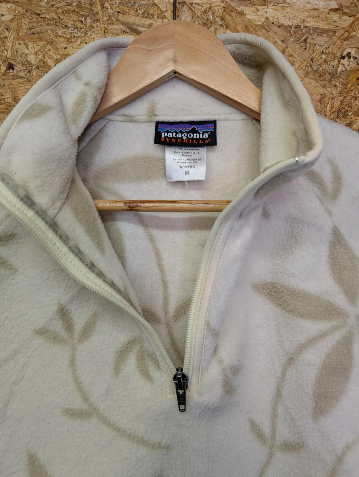 Patagonia Synchilla Fleece Pullover Women Medium Ivory Floral Snap-T Cream White